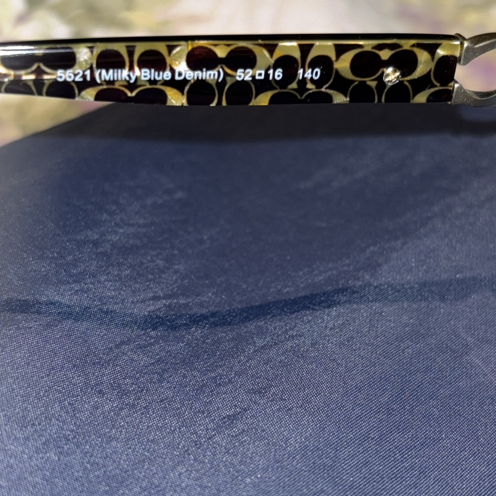 Coach Light Blue Crystal Cat-Eye Glasses with Tortoiseshell Temples - Picture 4 of 6